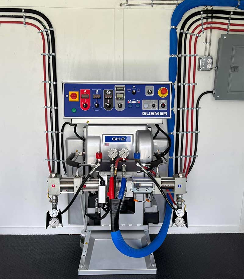 Equipment installation spray foam insulation roof coating acrylic